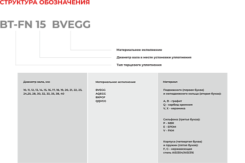 Торцевое уплотнение BT-FN 40 BXPGF в Омске фото