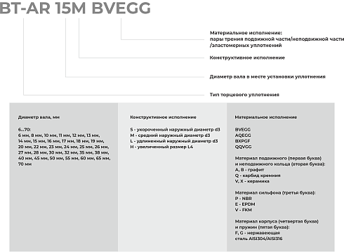 Торцевое уплотнение BT-AR 70 QQVGG в Омске фото